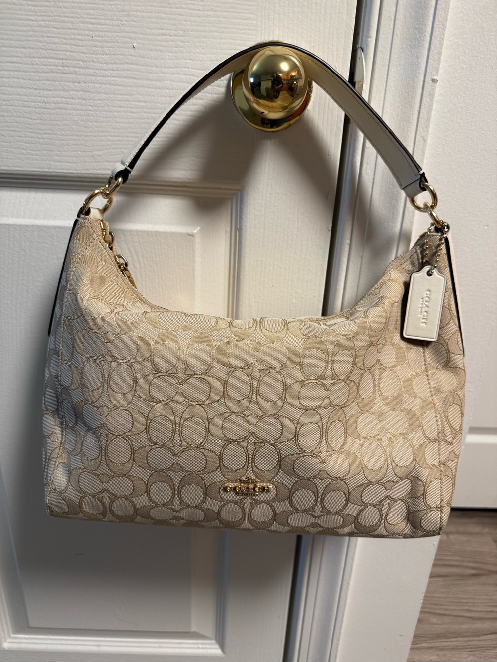 Coach Signature Canvas Hobo Bag in Beige